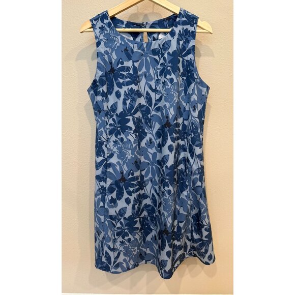 Ripskirt Hawaii Blue Floral Sleeveless Midi Tank Dress Medium Pockets Tropical - Picture 1 of 10